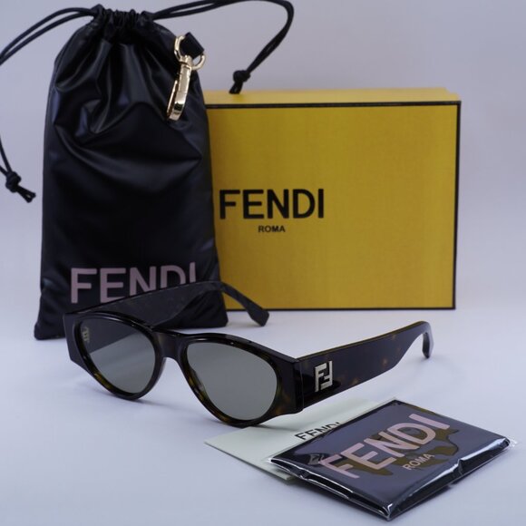 Fendi FE40158I 52E Oval Sunglasses - Dark Havana main image 6